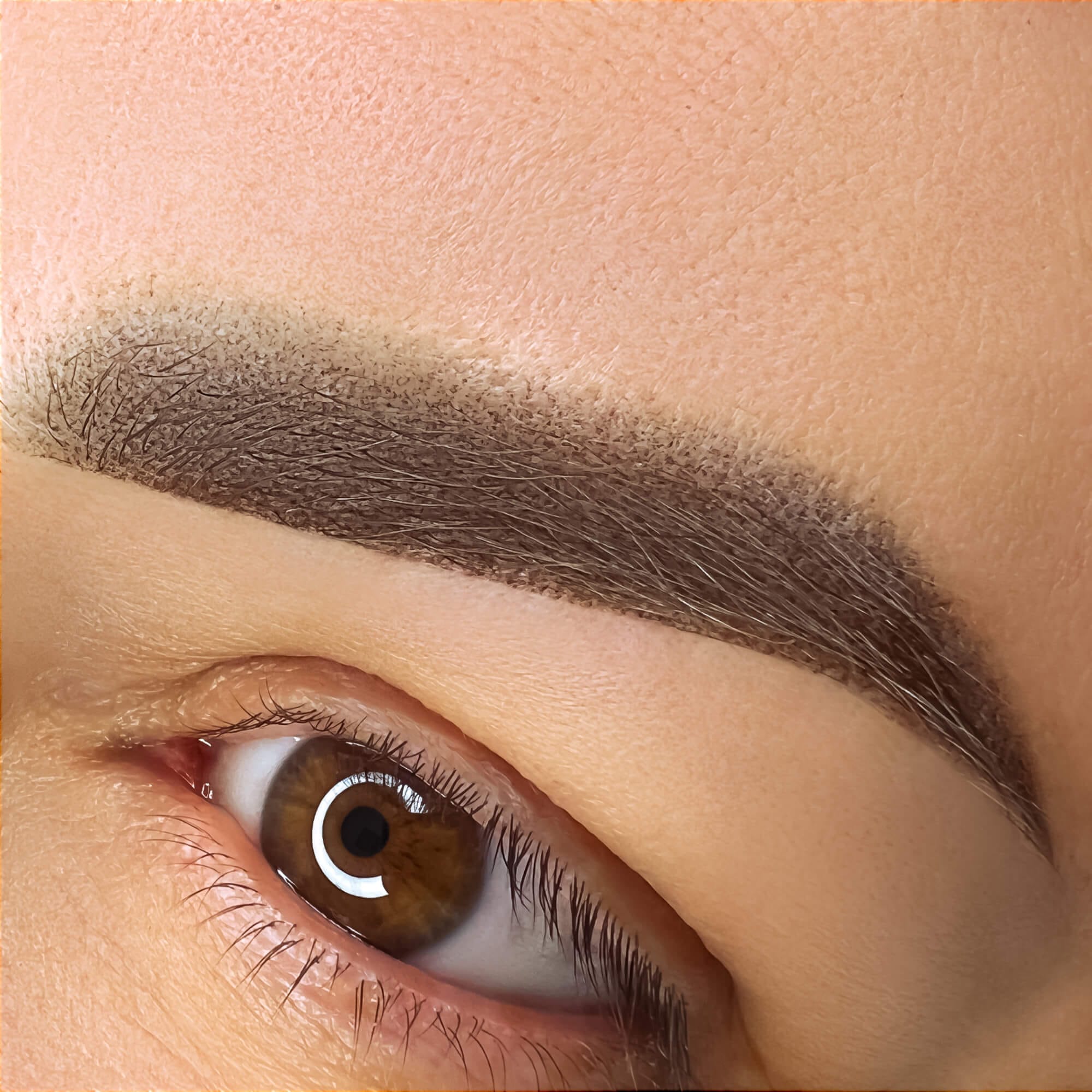 Ceja terminada Primer plano de cejas micropigmentadas con técnica sombreado, resultado profesional en el diseño web de Rocío Martín Micropigmentación y Estética