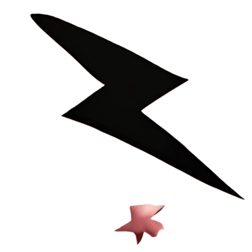 Rocío Martín - Experta en Micropigmentación en Madrid 10 Elemento gráfico decorativo con rayo negro y estrella rosa utilizado en el diseño web de Rocío Martín Micropigmentación y Estética