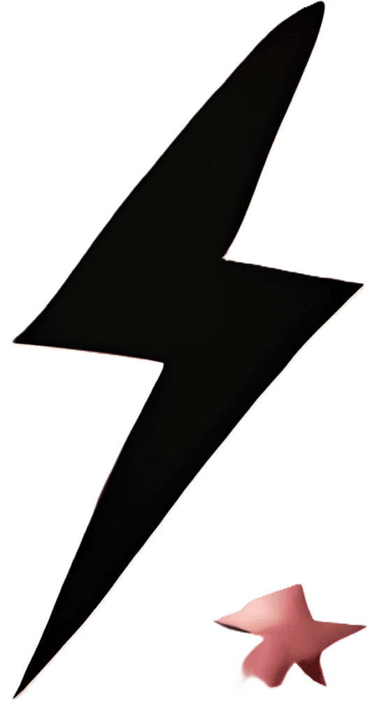 lemento gráfico decorativo con rayo negro y estrella rosa utilizado en el diseño web de Rocío Martín Micropigmentación y Estética